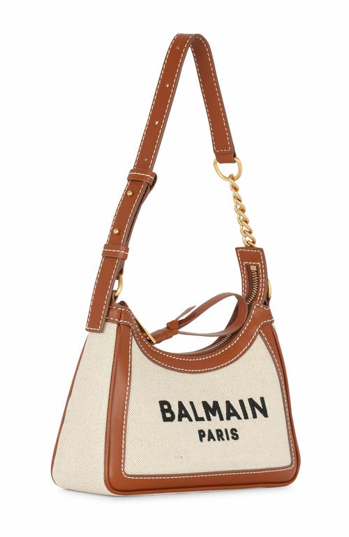 BALMAIN BALMAIN B-ARMY SHOULDER CANVAS AND LEATHER BAG