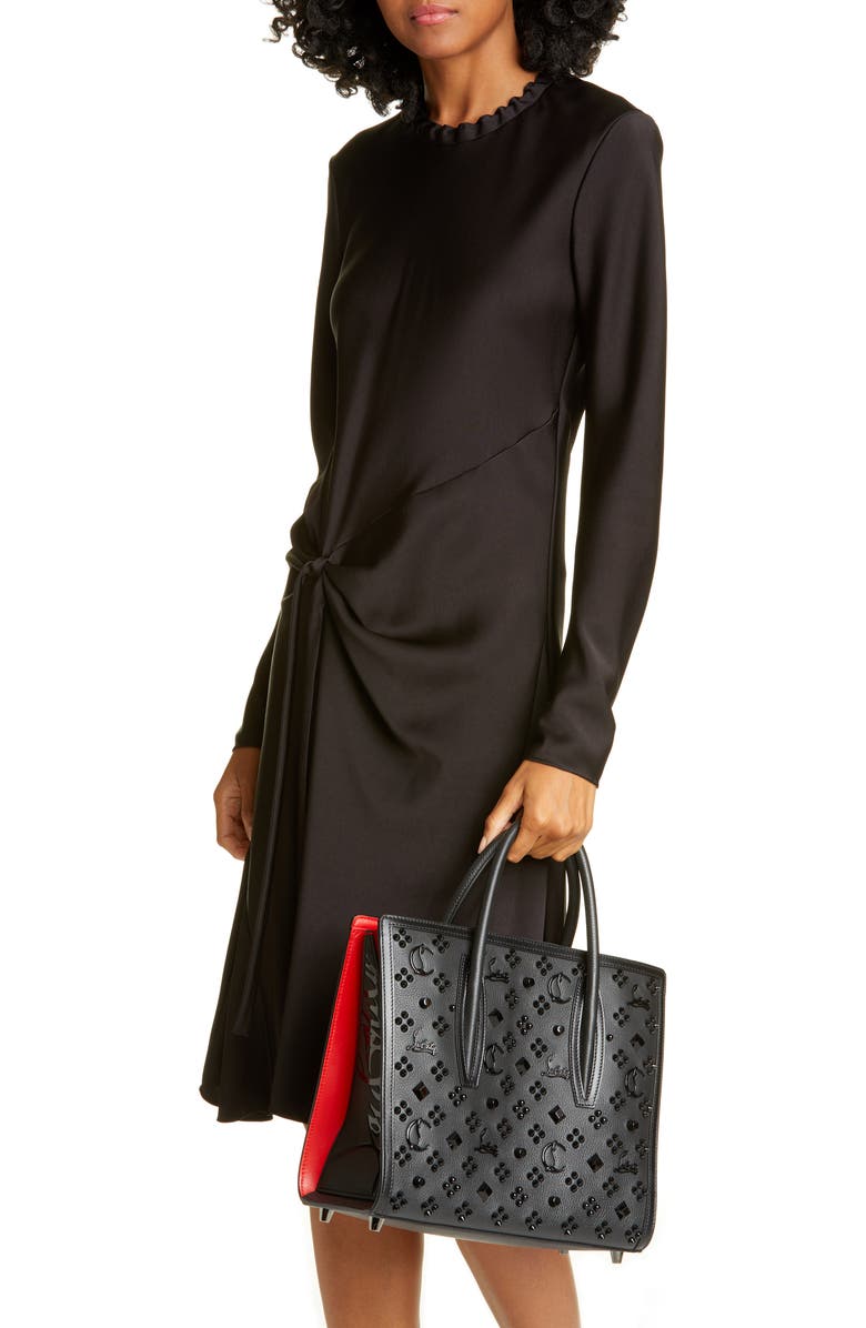 Christian Louboutin Medium Paloma Studded Leather Satchel, Alternate, color, B253 Black/Ultrablack