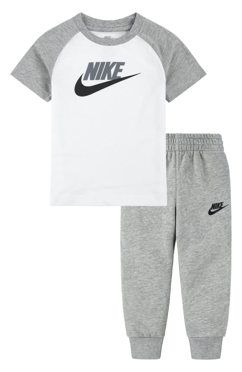 Nike Kids' Futura Raglan T-Shirt & Joggers Set, Main, color, Dark Grey Heather