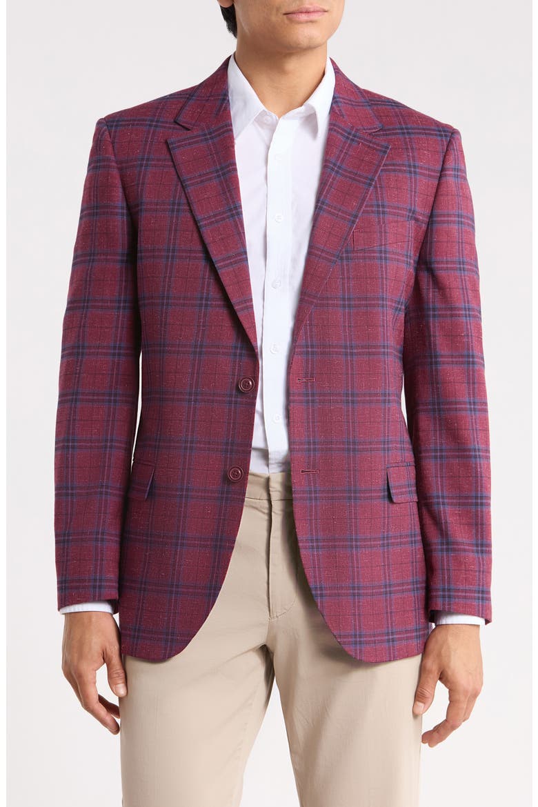 Plaid Stretch Sport Coat, Main, color, RED PLAID