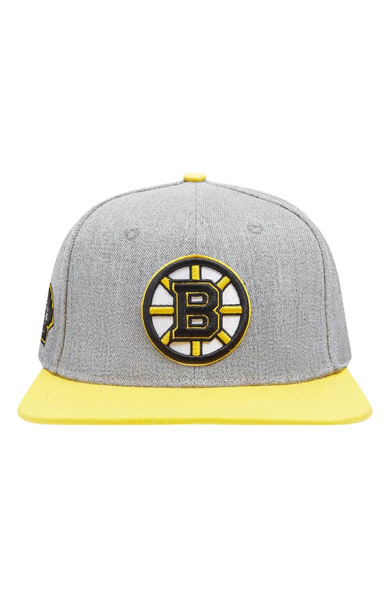 PRO STANDARD Men's Pro Standard Gray/Gold Boston Bruins Classic Logo Snapback Hat, Alternate, color, 