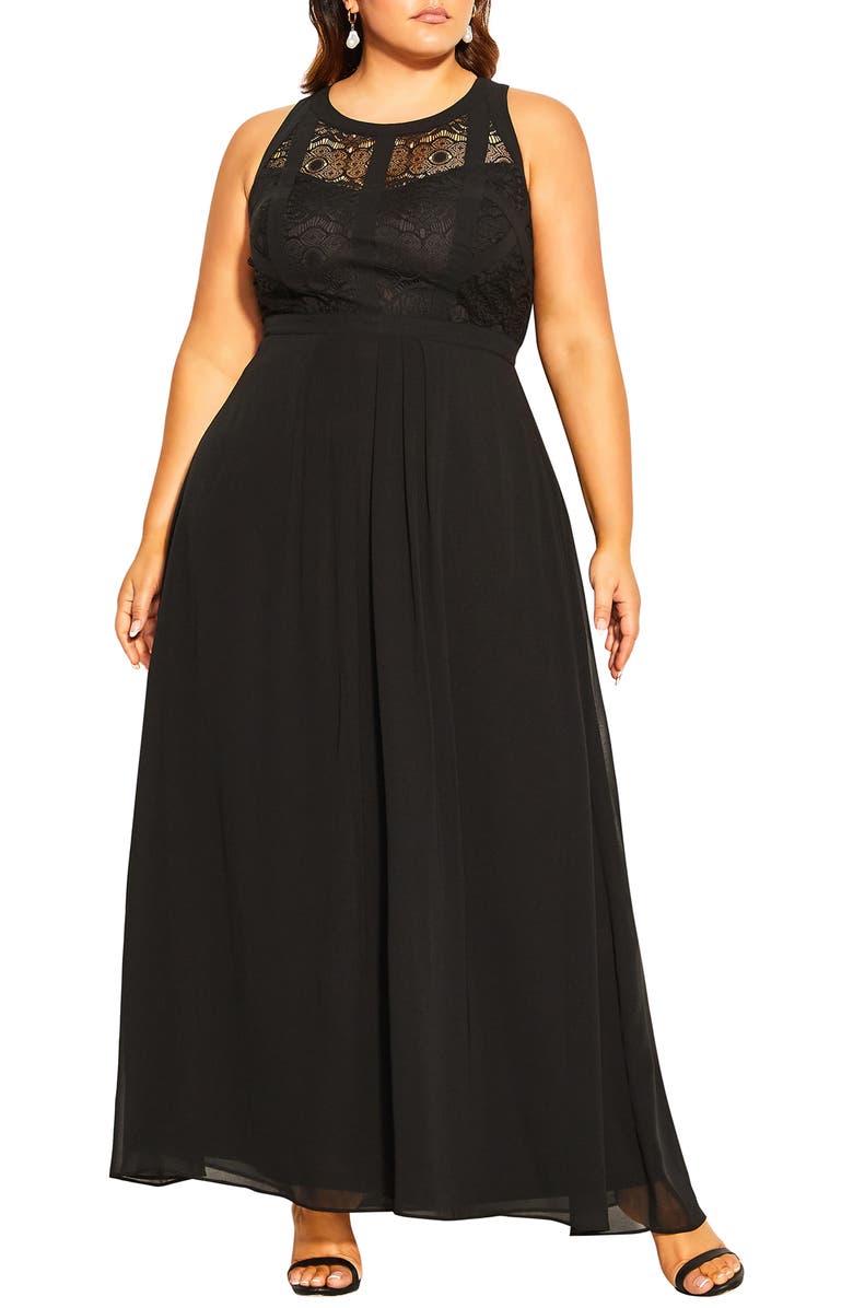 City Chic Paneled Bodice Maxi Dress, Main, color,
