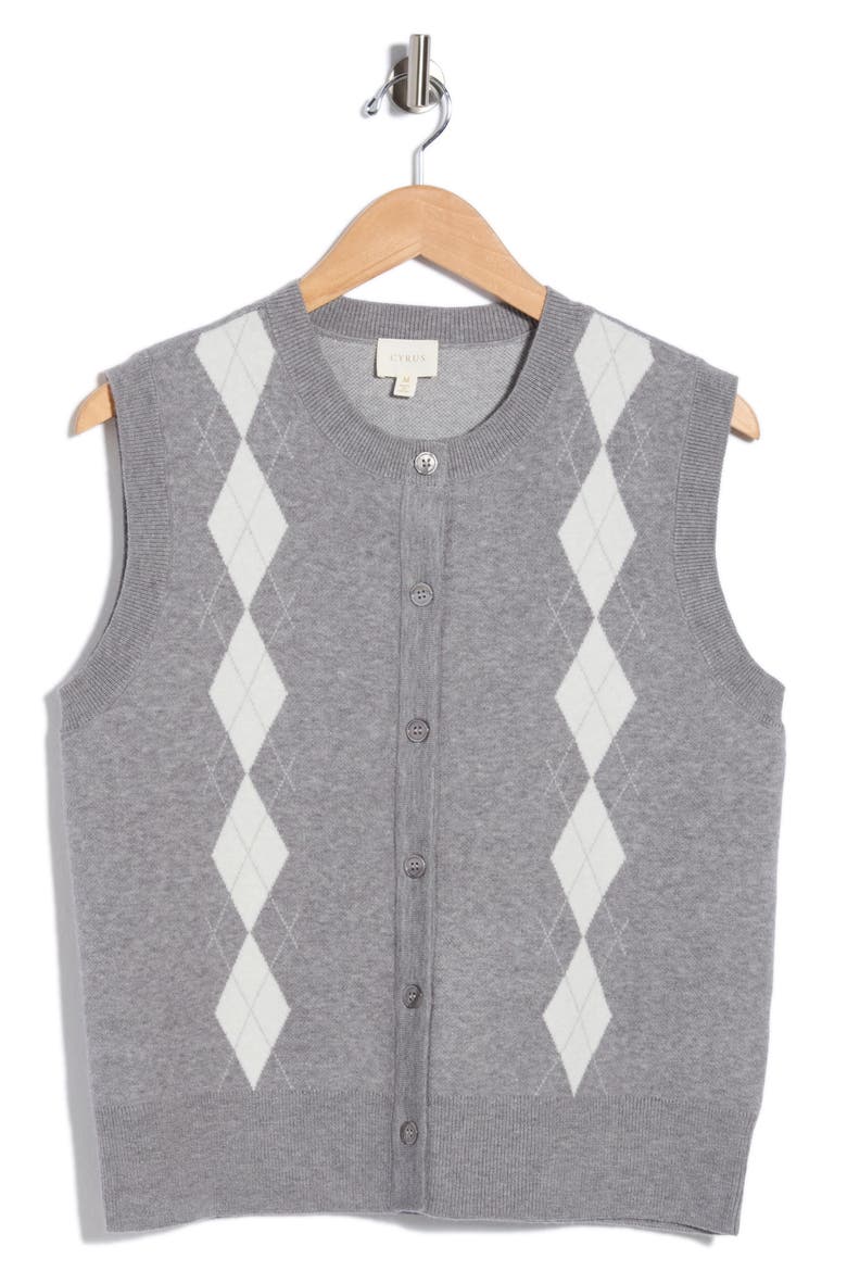 Argyle Sweater Vest, Alternate, color, SHADOW GREY
