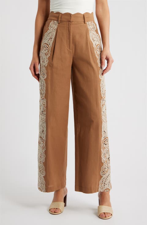 Celena Embroidered Detail Cotton Pants