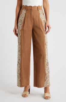 Celena Embroidered Detail Cotton Pants