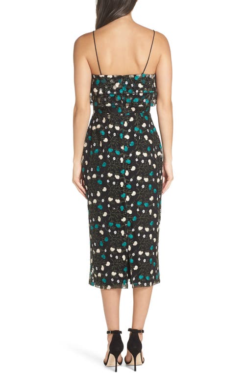 Cooper St Treasure Frilled Popover Sheath Dress In Black/pine Green