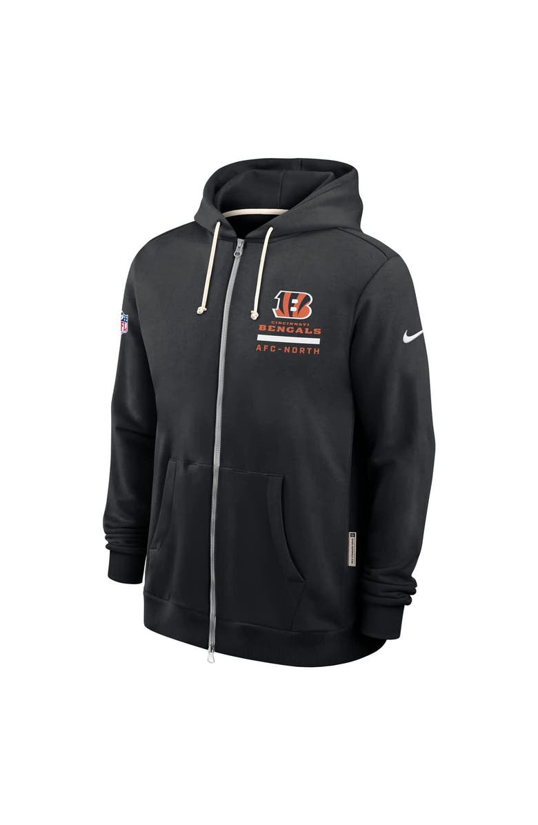 Nike Men's Nike Black Cincinnati Bengals Sideline Standard Issue Utility Player Dri-FIT Full-Zip Hoodie, Alternate, color, Black