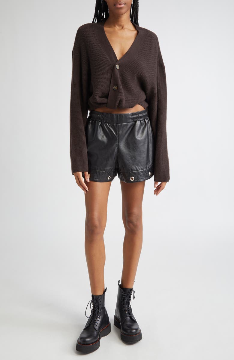 R13 Twisted Front Cashmere Rib Cardigan, Alternate, color, Dark Brown