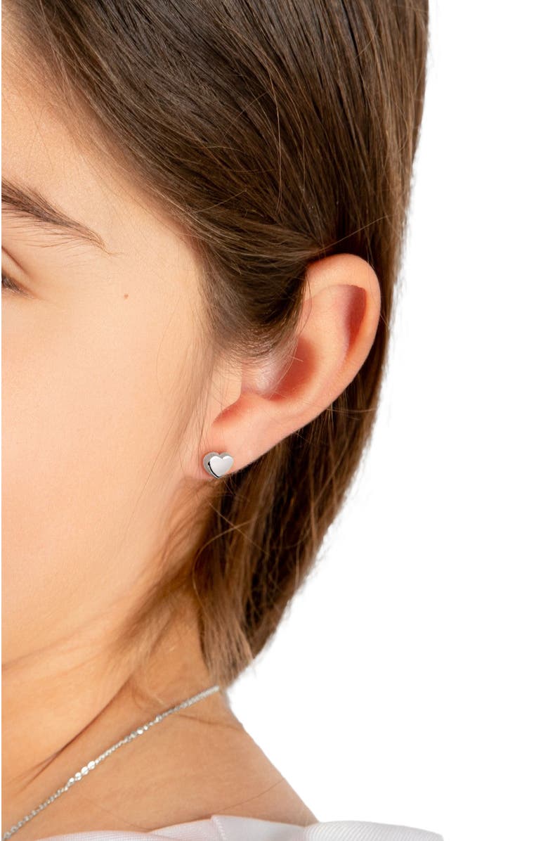 Tiny Blessings 14K Gold Modern Heart Studs Screw Back Earrings, Alternate, color, 14K White Gold