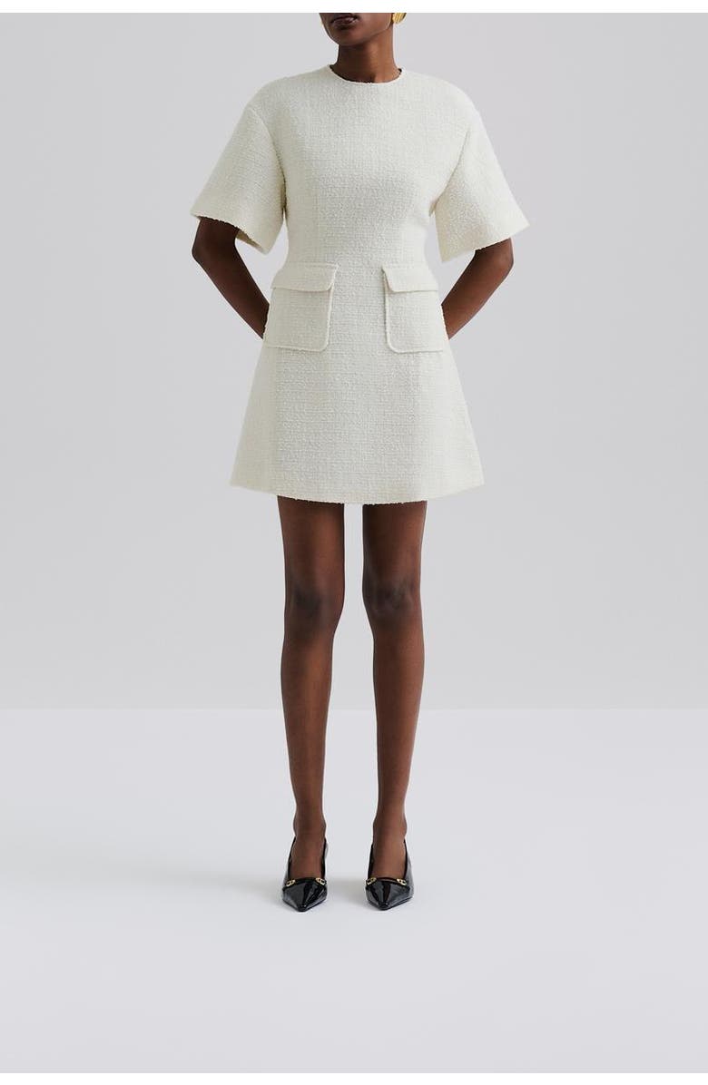 Malina Rayna Boucle Short Sleeve Mini Dress, Alternate, color, Vanilla