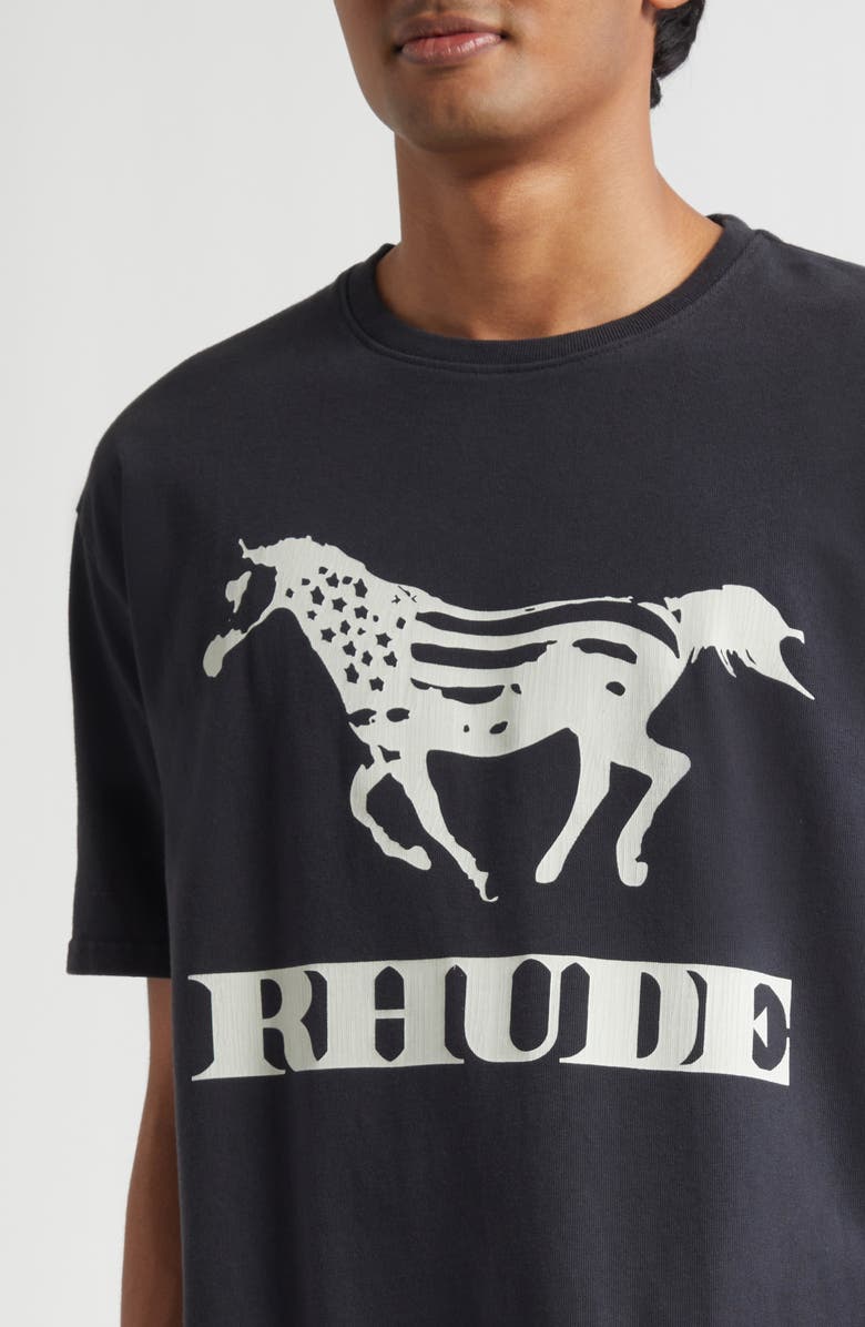Rhude Dinero Graphic T-Shirt, Alternate, color, Vintage Black / White