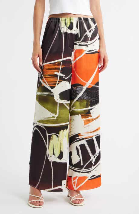 Topshop Print Pull-On Wide Leg Pants