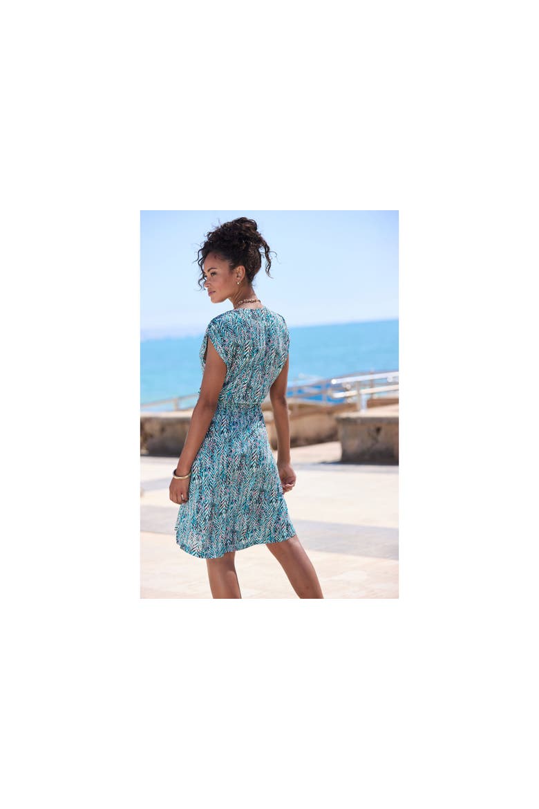 Women's Smocked Waist Dress, Alternate, color, Turquoise Rose
