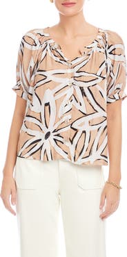 FIFTEEN TWENTY Sam Print Short Sleeve Button-Up Top