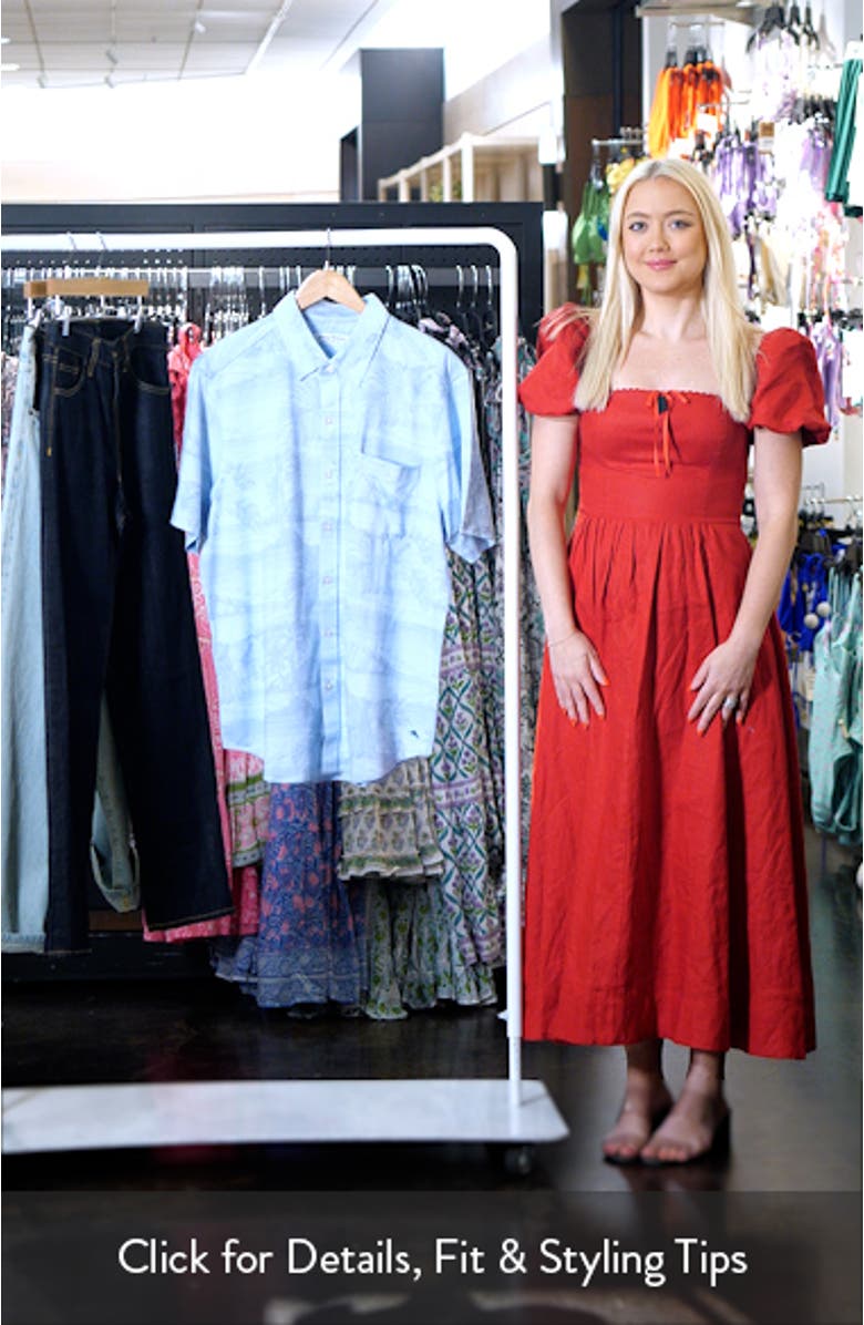 Corsica Coast Print Short Sleeve Cotton Blend Seersucker Button-Down Shirt, sales video thumbnail