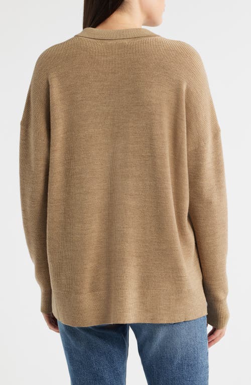 Eileen Fisher Classic Collar Wool Sweater In Gold