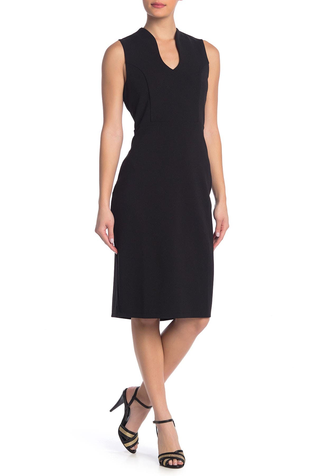 Nina Leonard U-Neck Sleeveless Sheath Dress
