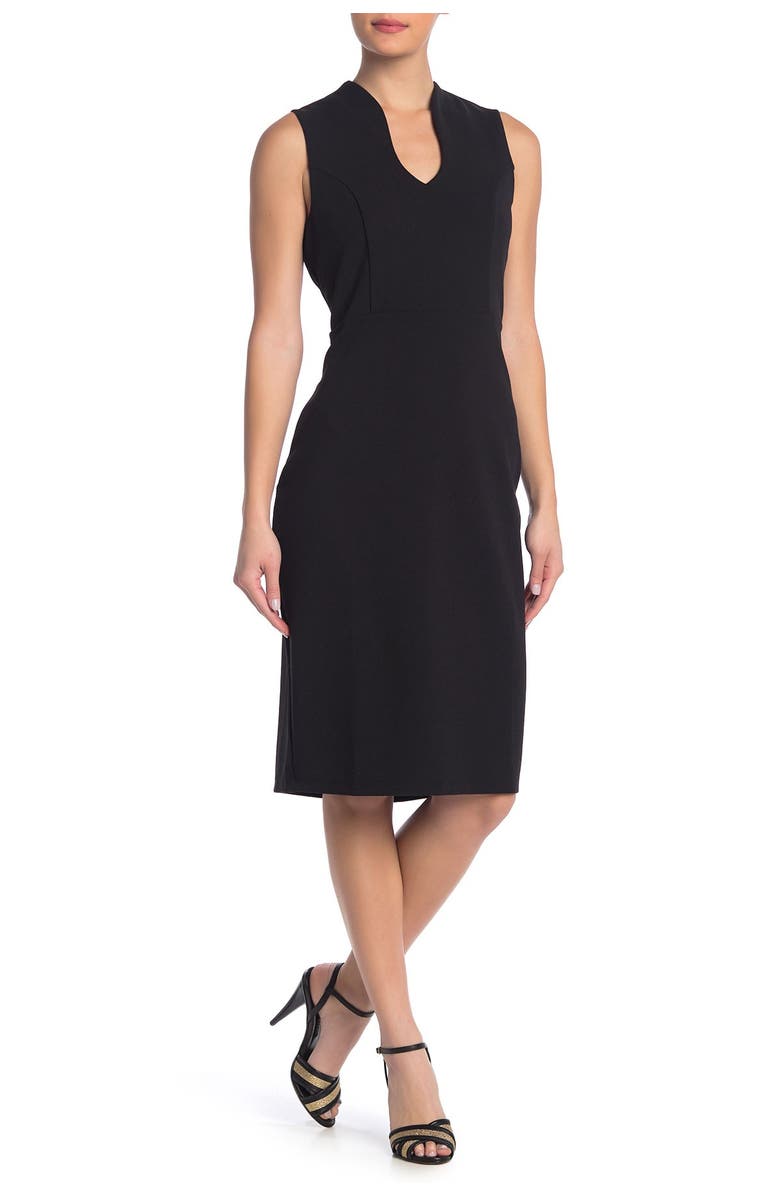 Nina Leonard U-Neck Sleeveless Sheath Dress, Main, color, Black