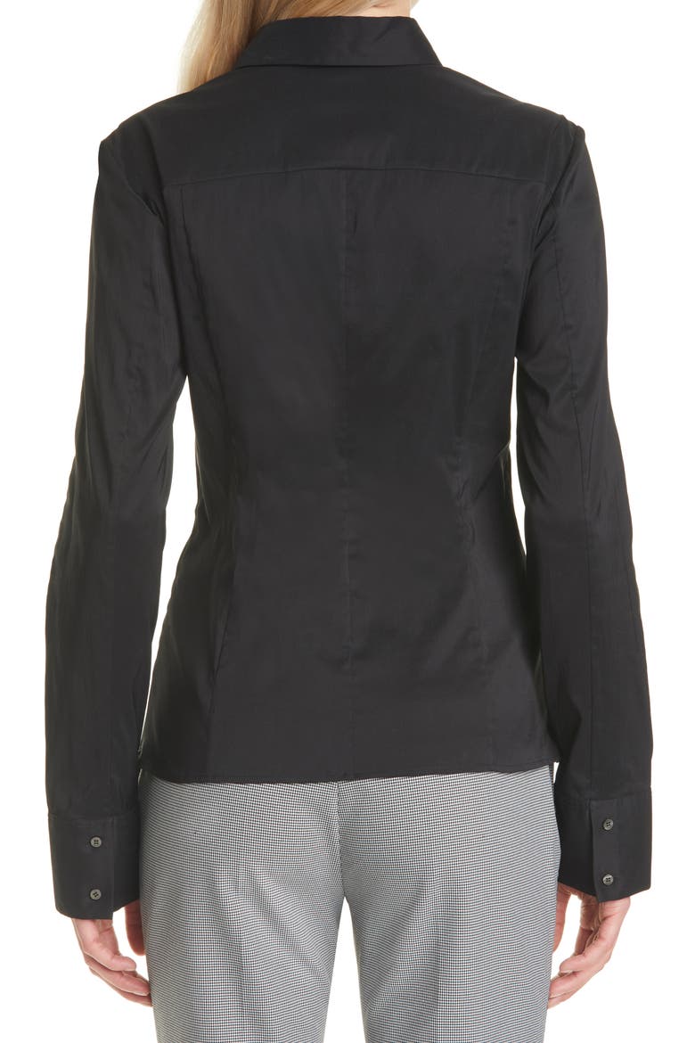 'Bashina' Stretch Poplin Shirt, Alternate, color, BLACK