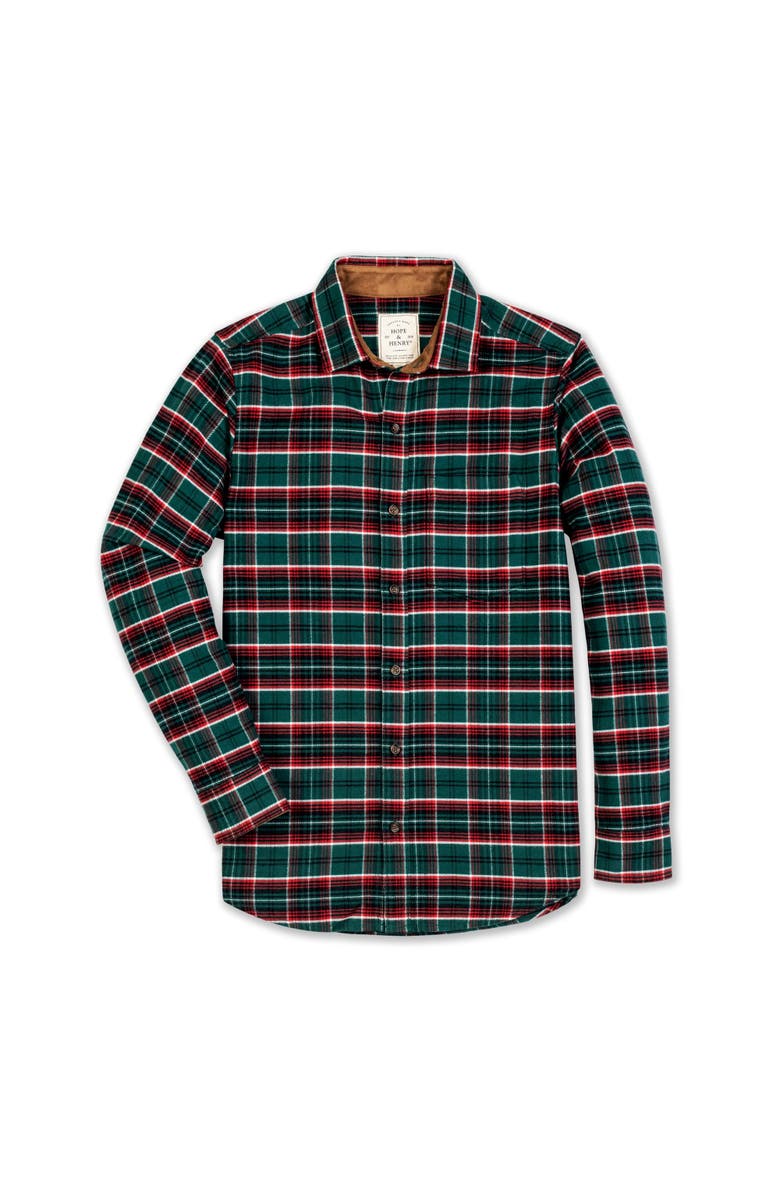 Hope & Henry Men's Organic Flannel Shirt with Suede Detail, Alternate, color, 