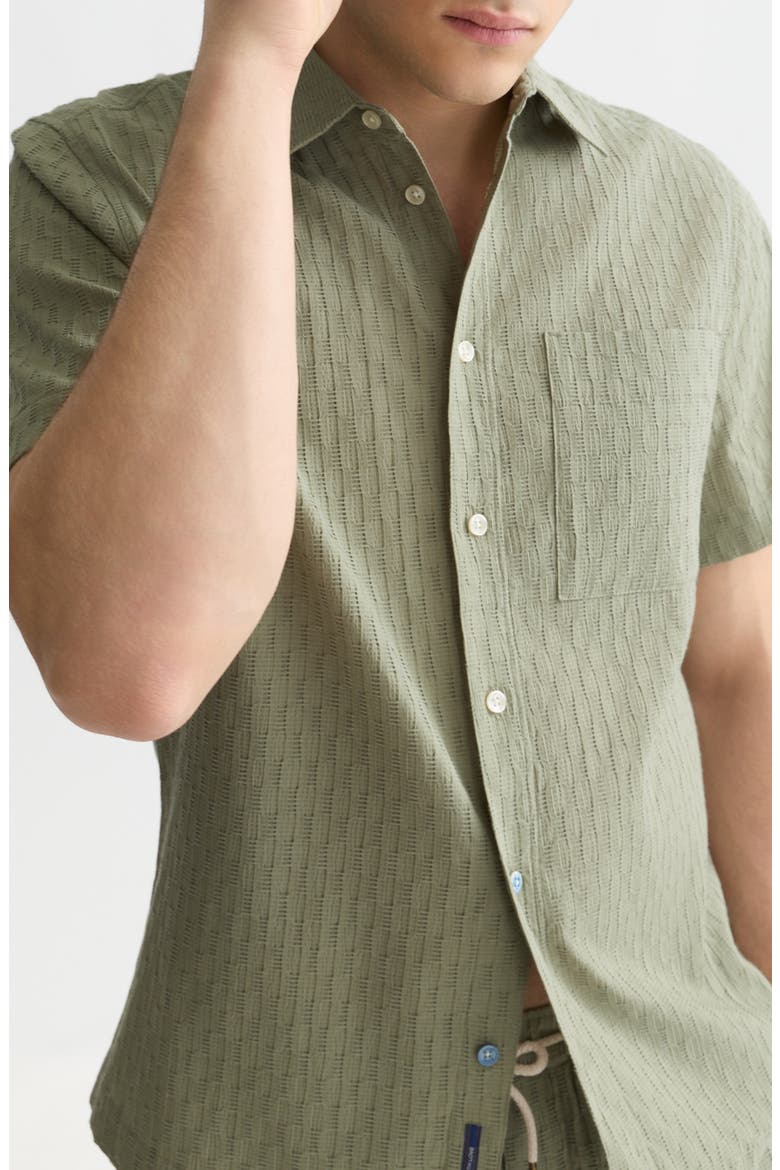 Short Sleeve Button-Up Shirt, Alternate, color, OIL GREEN