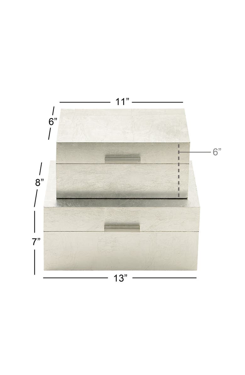 COSMO BY COSMOPOLITAN Silvertone Wood Box with Textured Foil Exterior - Set of 2, Alternate, color, Silver