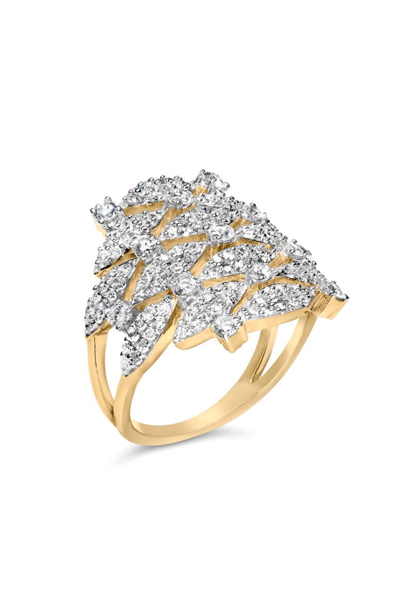 Haus of Brilliance 14K Gold 1.0 Cttw Diamond Geometric Stacked Open Cocktail Ring, Alternate, color, Yellow Gold