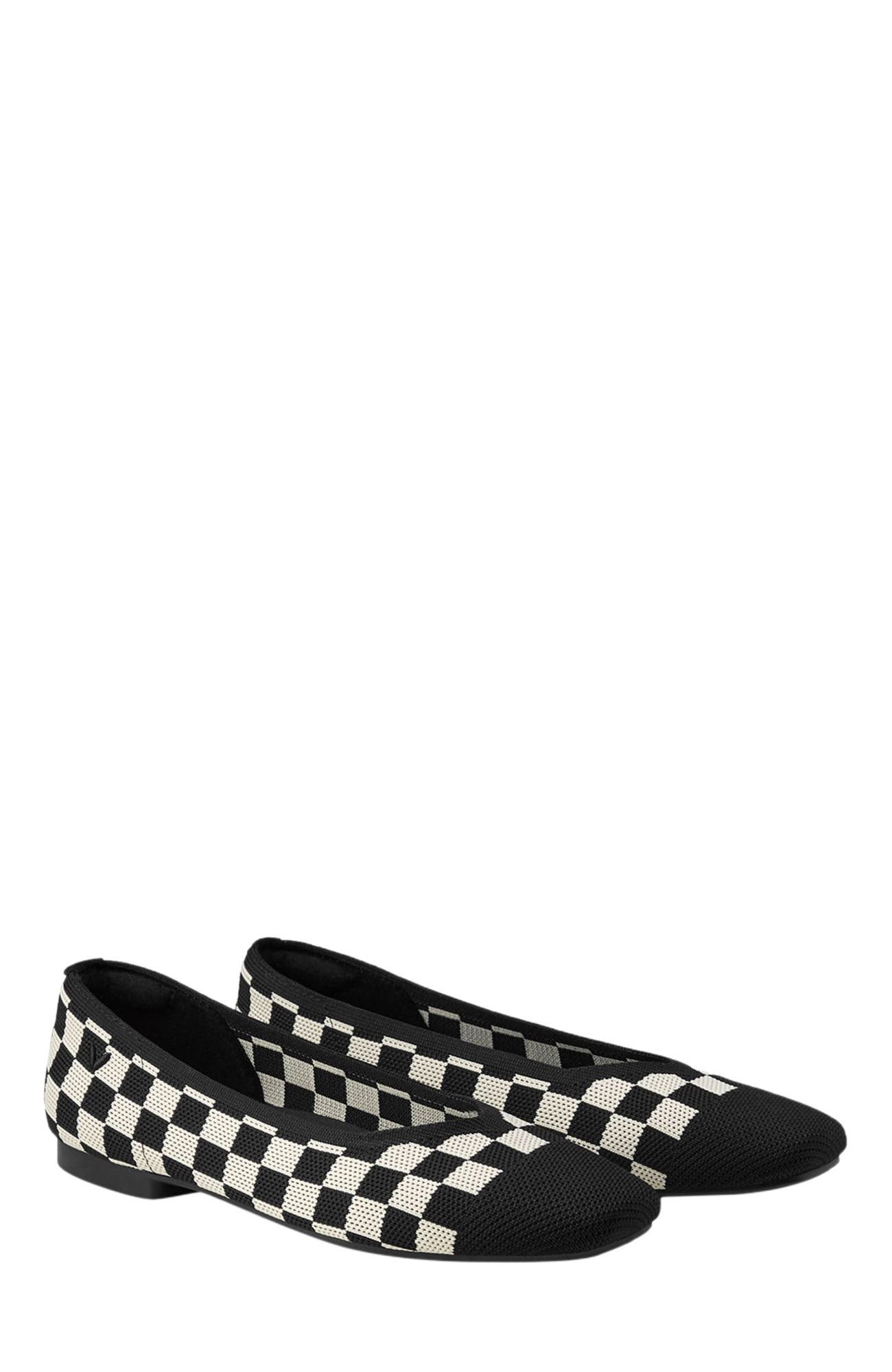 VIVAIA Square-Toe V-Cut Flats, Main, color, Checker