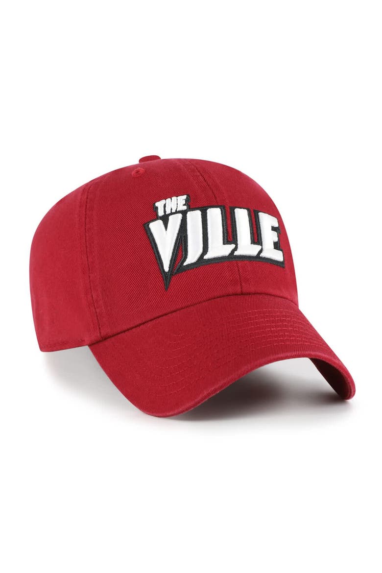 Men's '47 Red Louisville Cardinals Clean Up Adjustable Hat, Alternate, color, Red