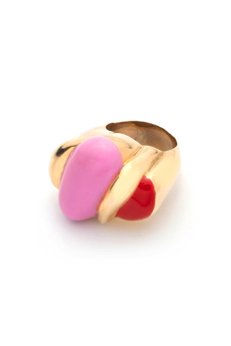 Bellmer Enamel Ring, Alternate, color, GOLD/ PINK/ RED
