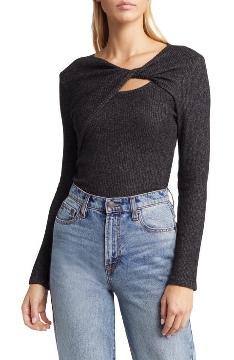 Twist Neck Long Sleeve Top
