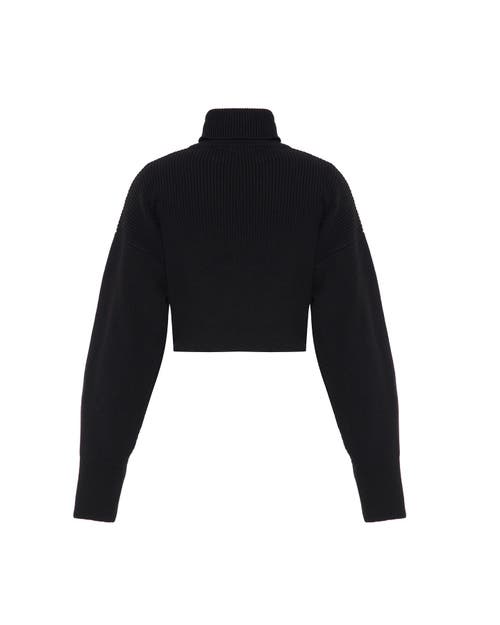 Theo The Label Angelia Cropped Turtleneck Sweater In Sustained Grey