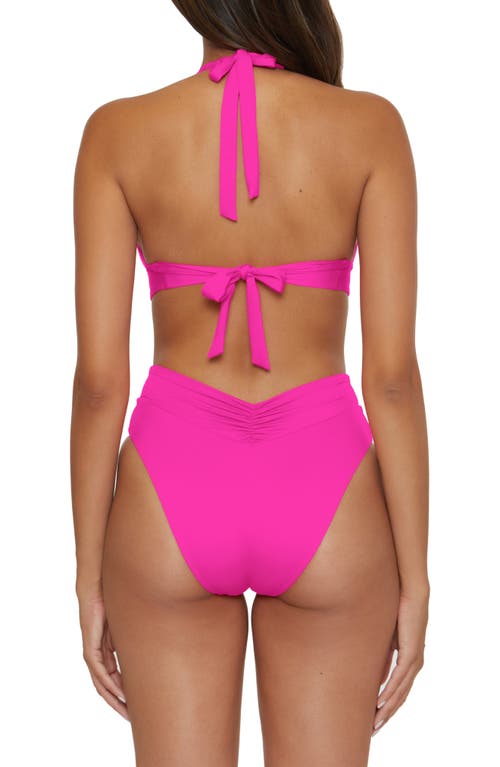 Becca Shirred V-wire Halter Bikini Top In Pink