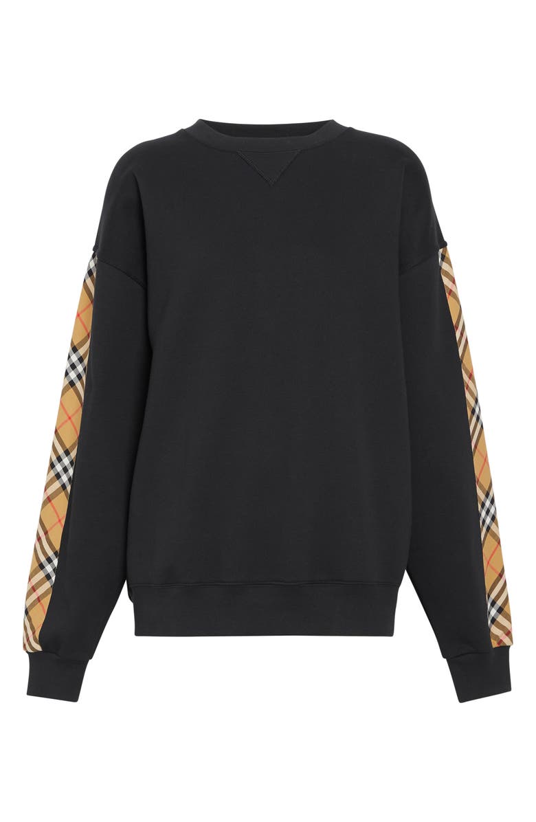 Burberry Bronx Check Sleeve Sweatshirt, Alternate, color, 