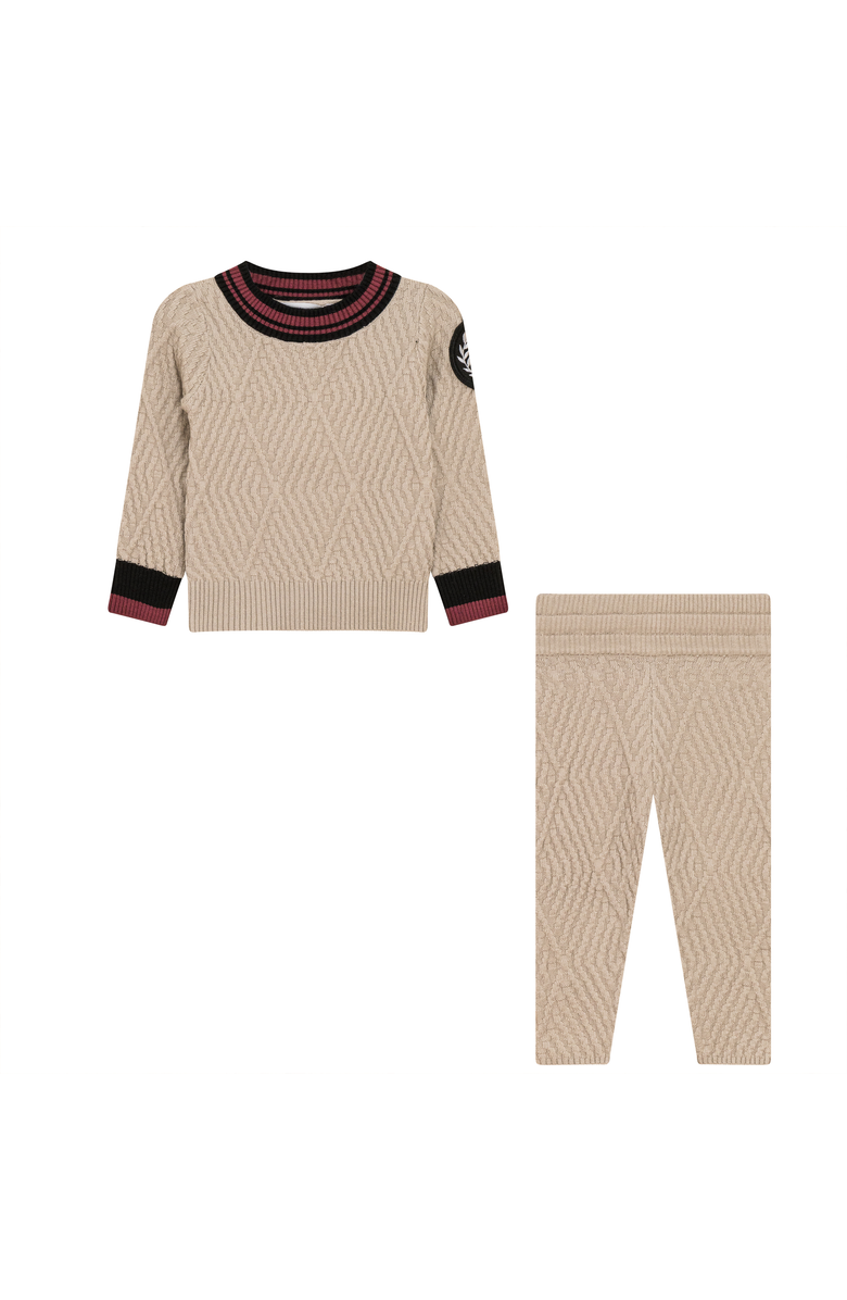 Charlotte & George Diamond Knit 2 Piece Top and Leggings Set, Main, color, Stone