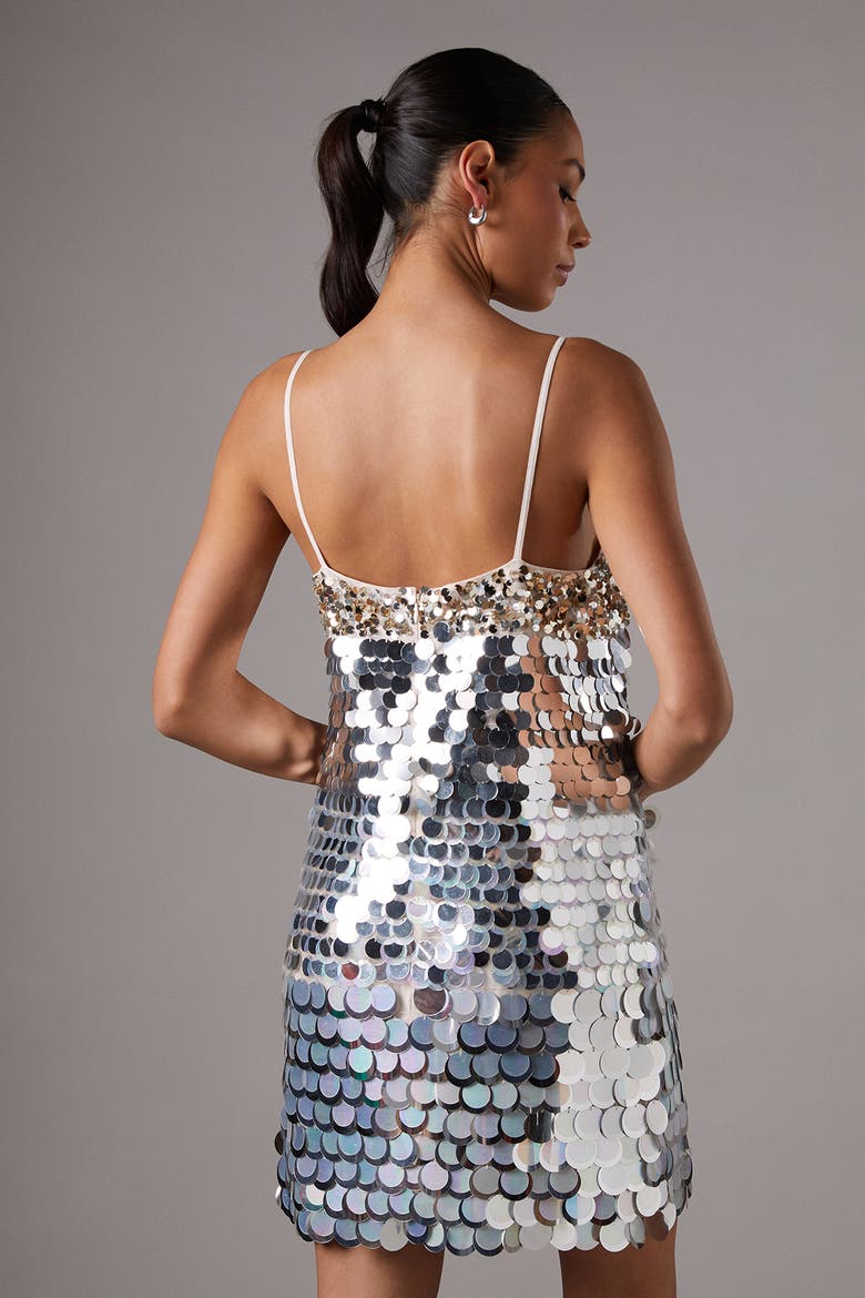 Sequin Cami Mini Dress, Alternate, color, Silver