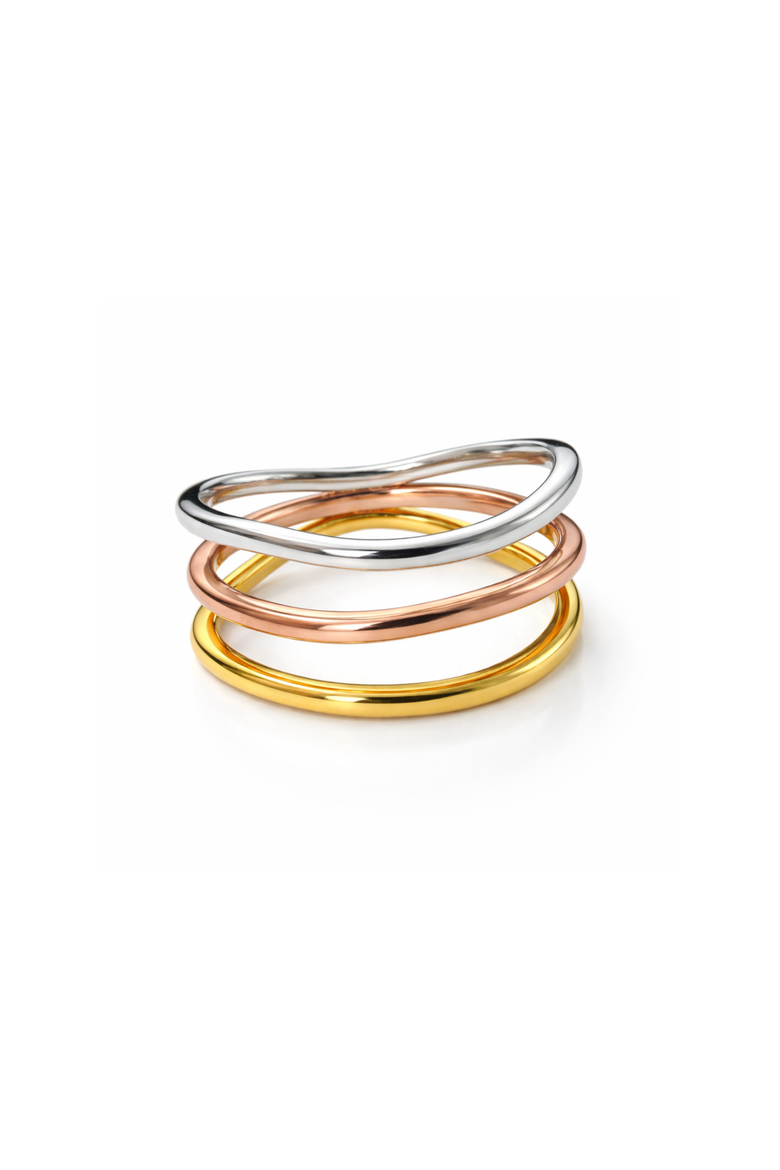 Waterfall Tri Tone Ring, Main, color, Sterling Silver