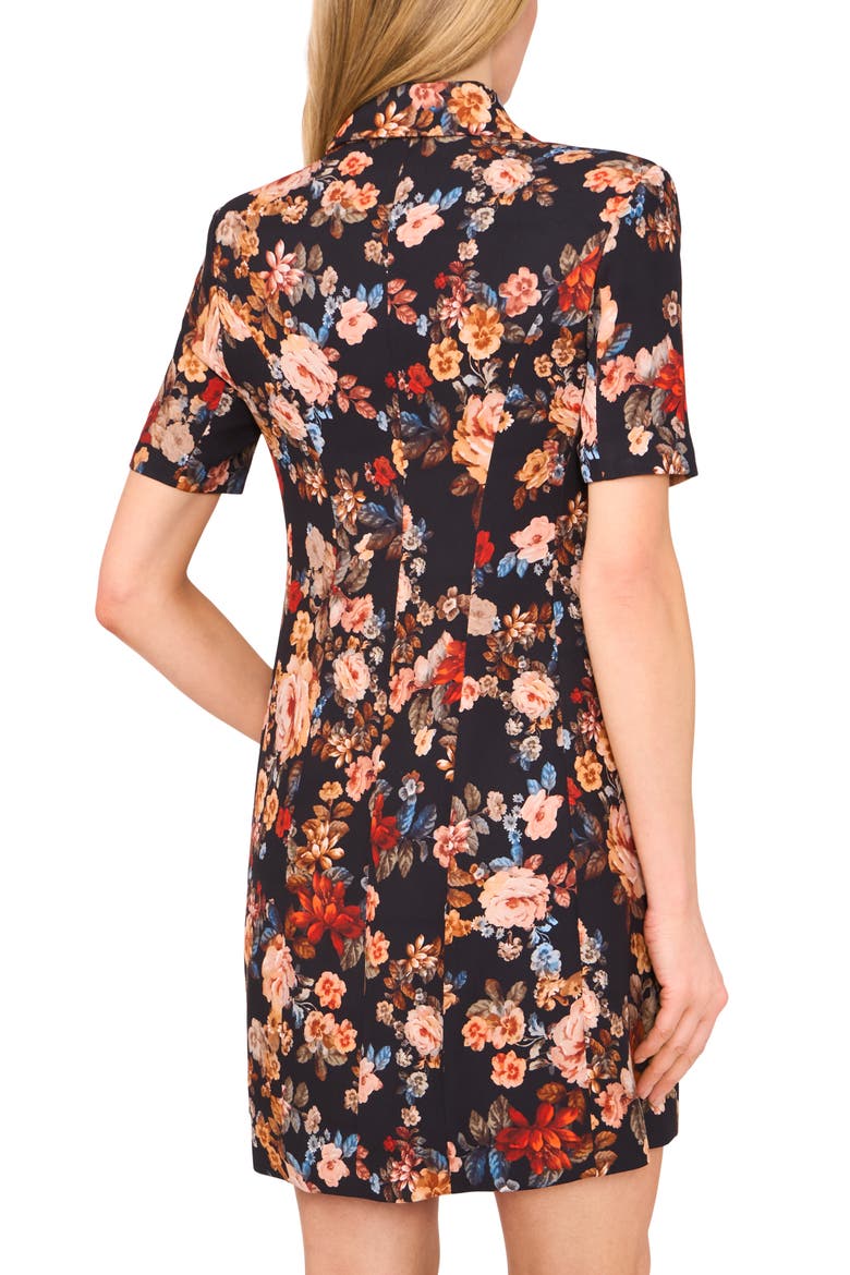 Tailored Floral Short Sleeve Shirtdress, Alternate, color, RICH BLACK