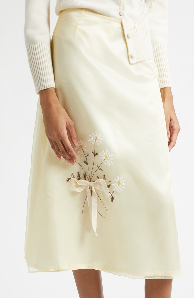 Tanner Fletcher Gender Inclusive Lisel Embroidered Daisy Silk Organza, Alternate, color, Yellow