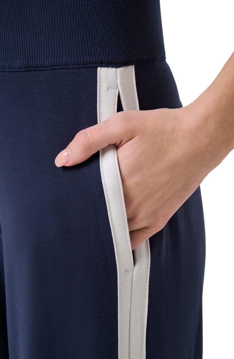 TravisMathew Cloud Terry Side Stripe Varsity Sweatpants, Alternate, color, Navy Blazer