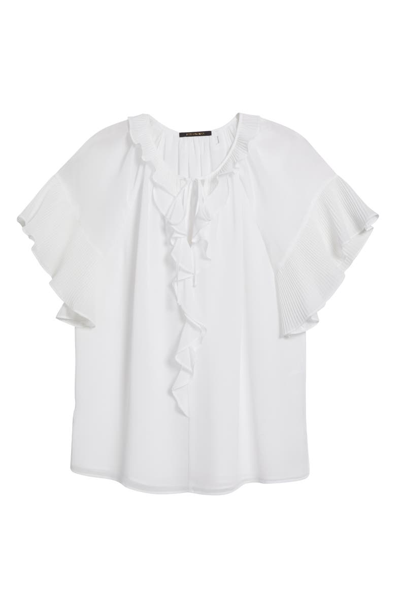 KOBI HALPERIN Ruffle Flutter Sleeve Chiffon Top, Alternate, color, White