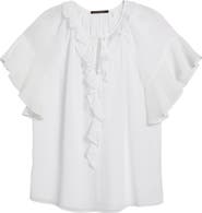KOBI HALPERIN Ruffle Flutter Sleeve Chiffon Top