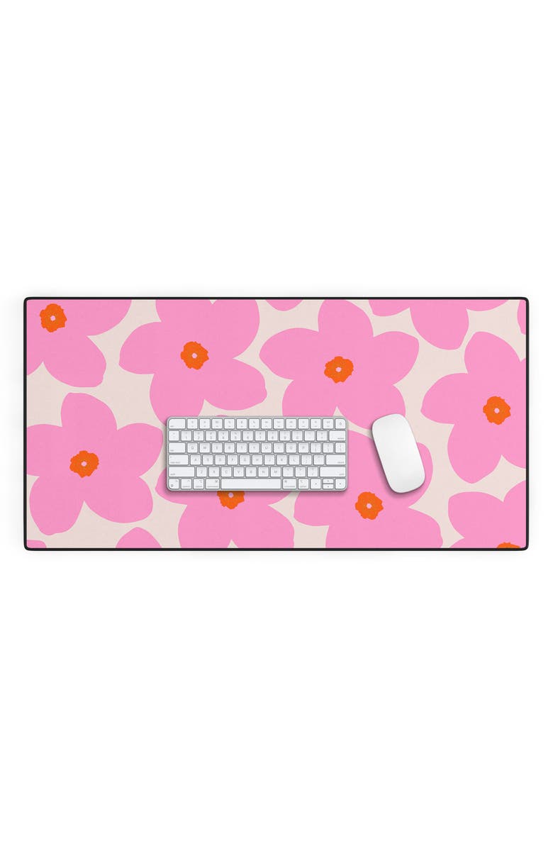 Deny Designs Retro Flower Desk Mat, Alternate, color, Pink/Orange