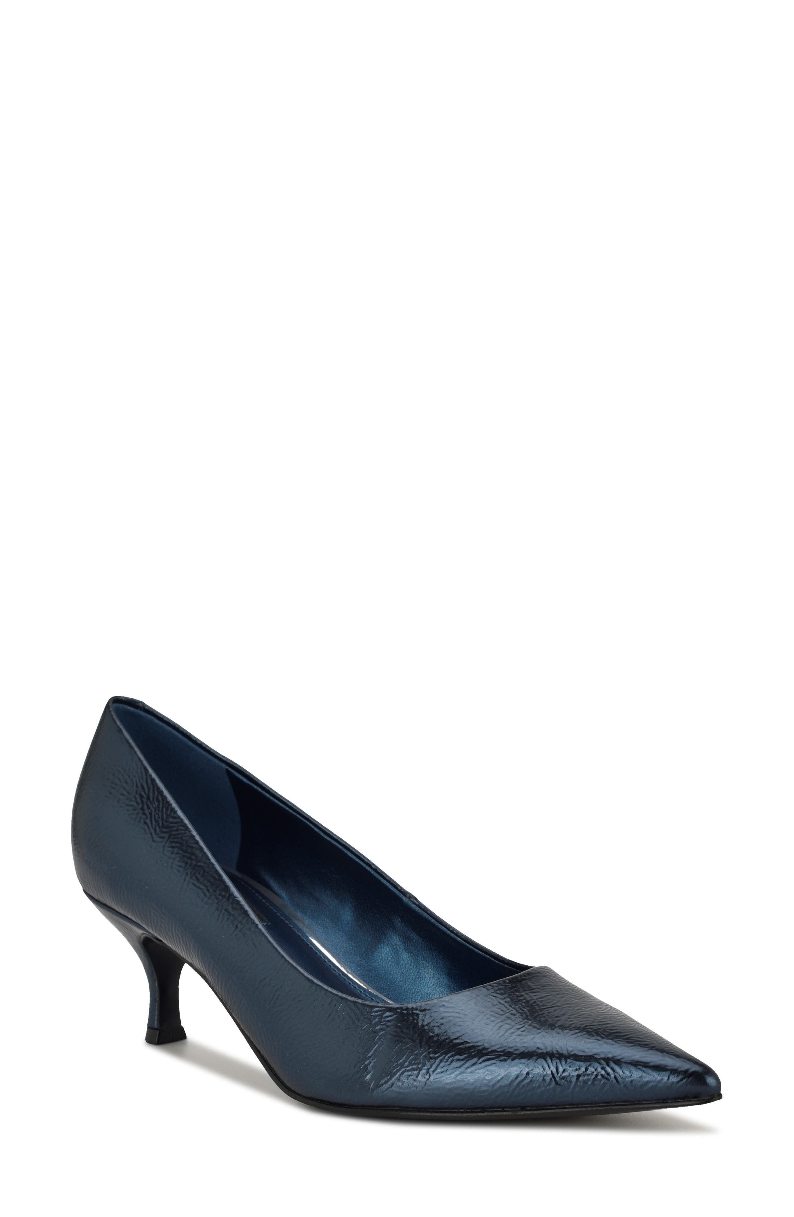 Nine West Sisko Pointed Toe Kitten Heel Pump, Main, color, Medium Blue