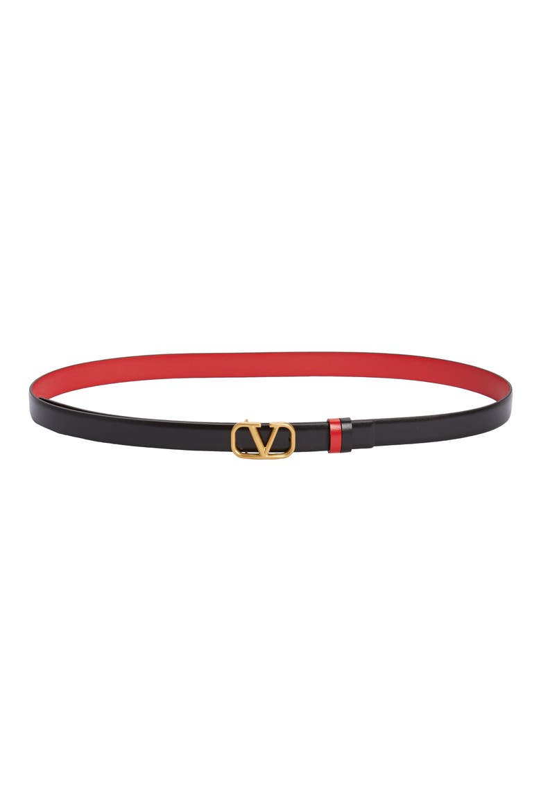 VLOGO Buckle Reversible Leather Belt, Main, color, NERO/ ROUGE