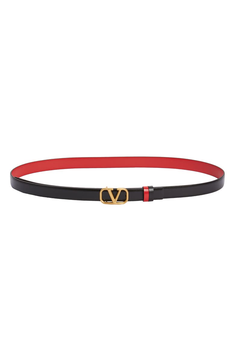 Valentino Garavani VLOGO Buckle Reversible Leather Belt, Main, color, Nero/ Rouge