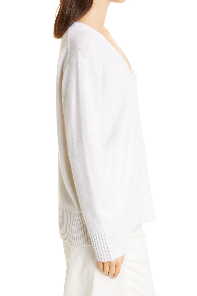Ribbed V-Neck Cashmere Tunic Sweater, Alternate, color, HEATHER BEIGE
