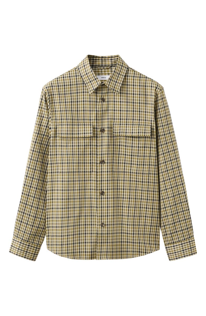MANGO Plaid Print Shirt Jacket, Alternate, color, Olive Green