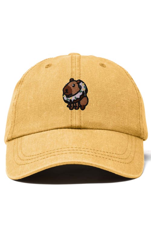 Dalix Capybara Donut Embroidered Cap In Washed Gold