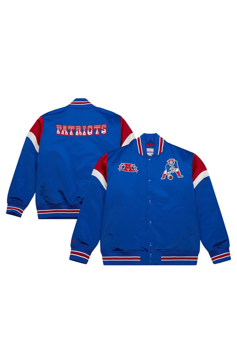 Mitchell & Ness Men's Mitchell & Ness  Royal New England Patriots Big & Tall Satin Full-Snap Jacket, Alternate, color, Royal